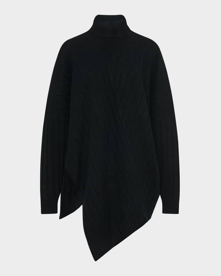 Asymmetric Turtleneck Wool-Cashmere Sweater by ROSETTA GETTY