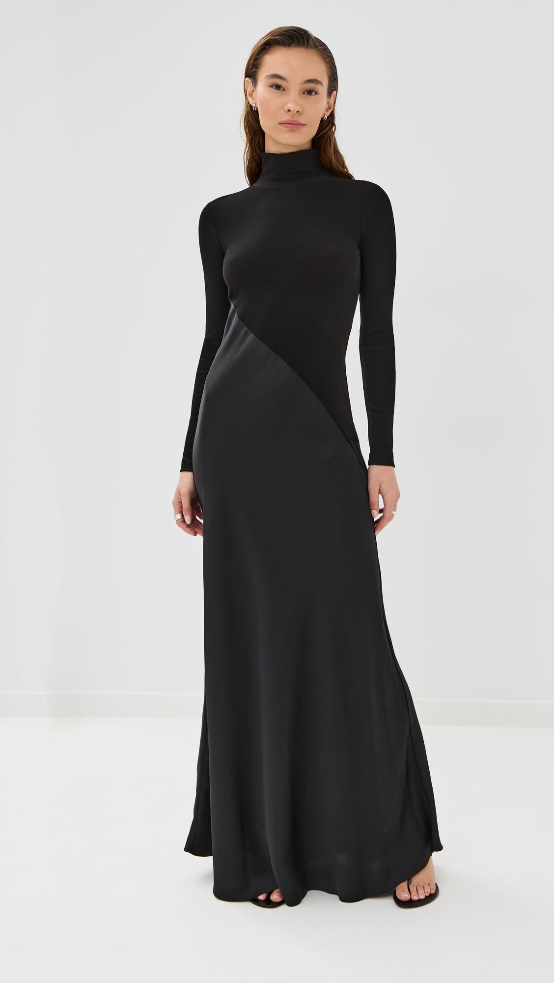 Bias Turtleneck Combo Maxi Dress by ROSETTA GETTY