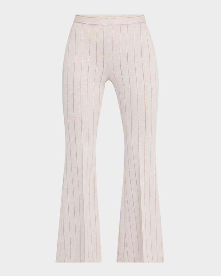 Pinstripe Flare Pull-On Crop Pants by ROSETTA GETTY