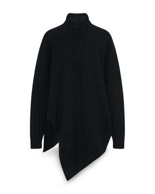 Wool Cashmere Rib Paneled Turtleneck Sweater by ROSETTA GETTY