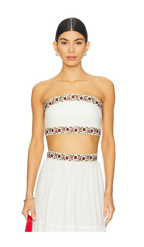 Rosewater House Carnation Crop Top in Ivory by ROSEWATER HOUSE