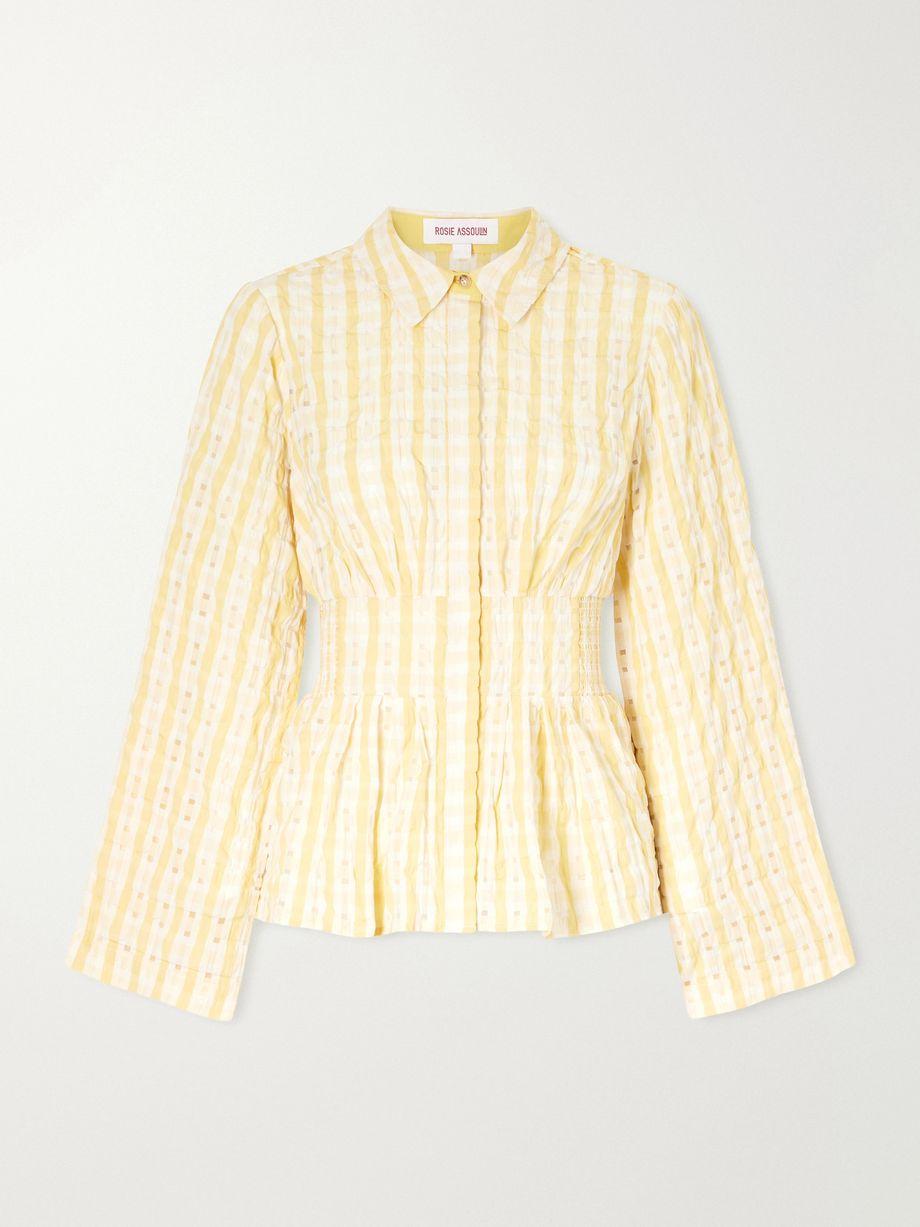 Boogie Woogie Bugle Boy shirred checked seersucker blouse by ROSIE ASSOULIN