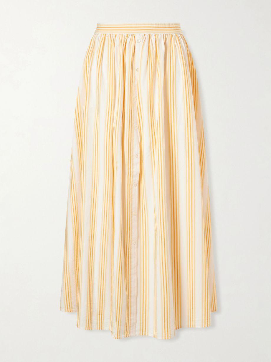 Easy Does It pleated striped cotton-poplin midi skirt by ROSIE ASSOULIN