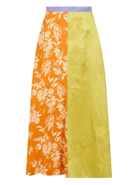 Quartered floral-jacquard A-line midi skirt by ROSIE ASSOULIN