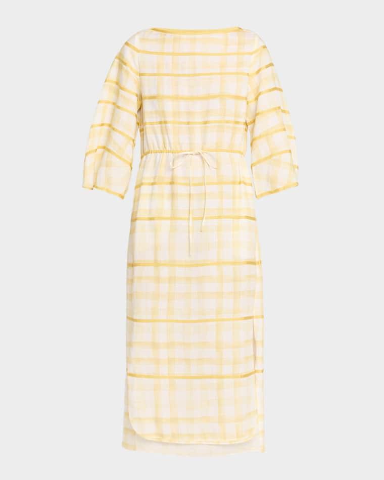 Ribbon-Embellished Plaid Midi Caftan by ROSIE ASSOULIN