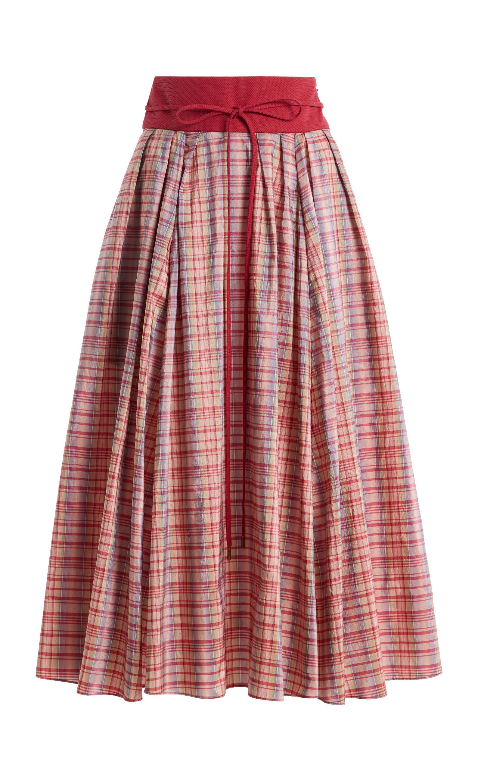 Rosie Assoulin Exclusive Pleated Plaid Silk-Blend Full Midi Skirt - Moda Operandi by ROSIE ASSOULIN