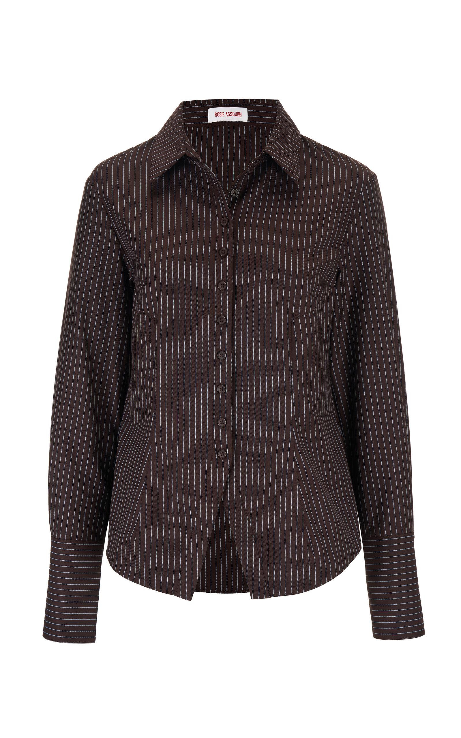 Rosie Assoulin Queen V Pinstripe Twill Shirt - Moda Operandi by ROSIE ASSOULIN