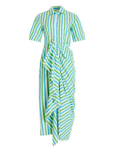 gathered-ruffle striped midi shirt dress by ROSIE ASSOULIN gathered-ruffle striped midi shirt dress by ROSIE ASSOULIN