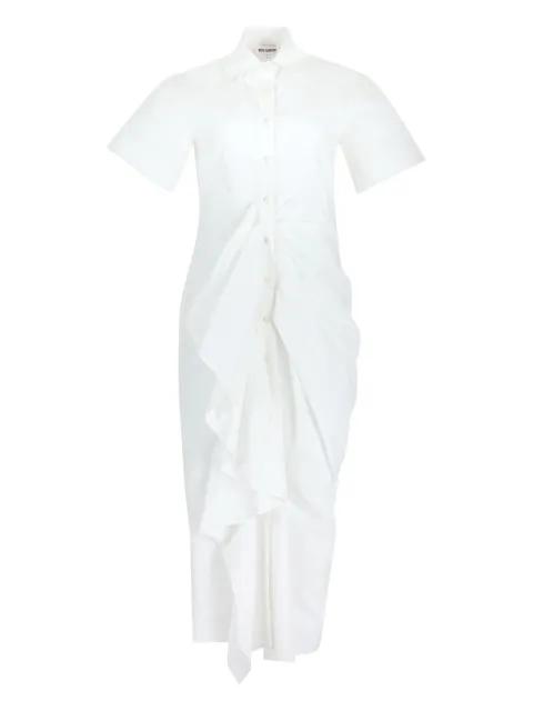 gathered ruffled shirt midi day dress by ROSIE ASSOULIN