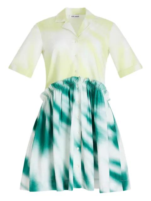 gathered tie-dye poplin mini shirtdress by ROSIE ASSOULIN gathered tie-dye poplin mini shirtdress by ROSIE ASSOULIN