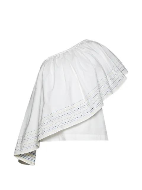 one-shoulder embroidered top by ROSIE ASSOULIN