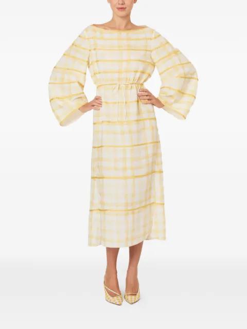 plaid bell-sleeve dress by ROSIE ASSOULIN