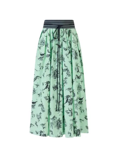 tie pleated floral skirt by ROSIE ASSOULIN