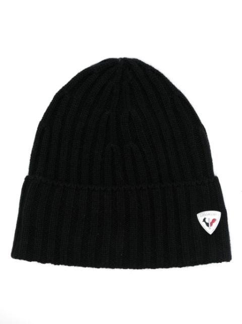 logo-plaque cashmere beanie by ROSSIGNOL