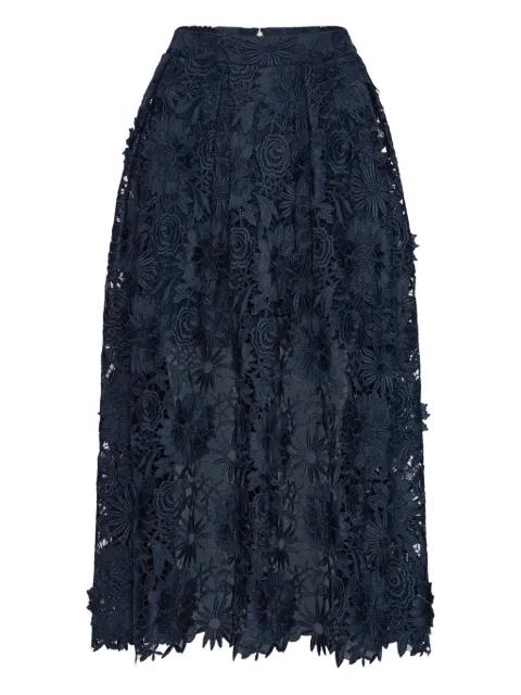 3D floral-lace midi skirt by ROTATE BIRGER CHRISTENSEN