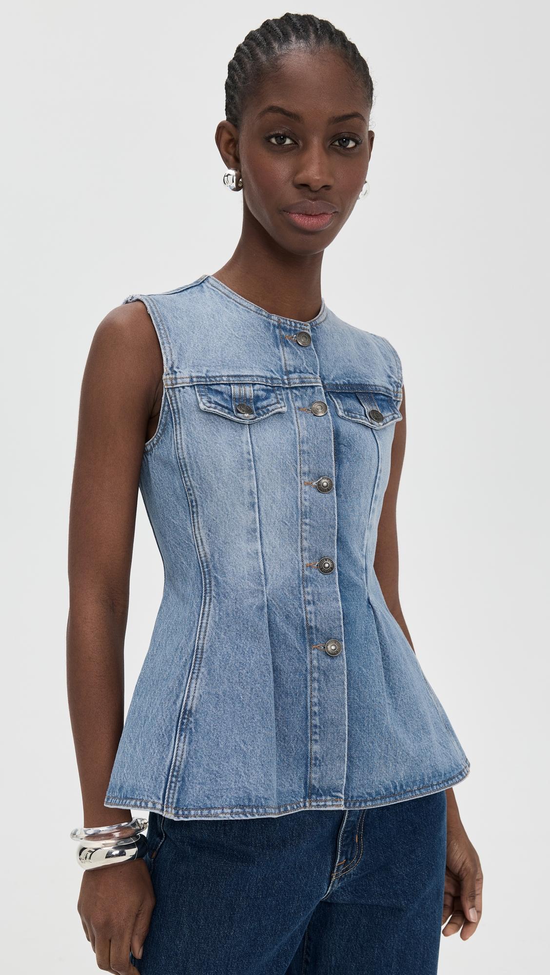Flared Denim Top by ROTATE BIRGER CHRISTENSEN