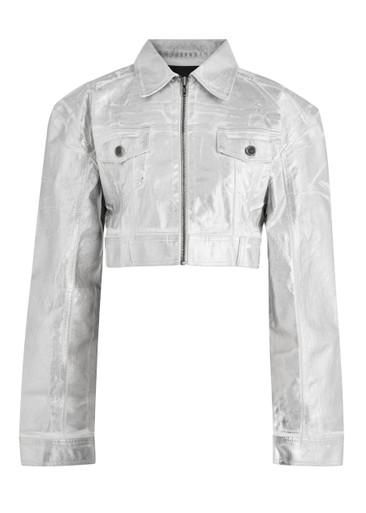 Metallic foil-print denim jacket by ROTATE BIRGER CHRISTENSEN