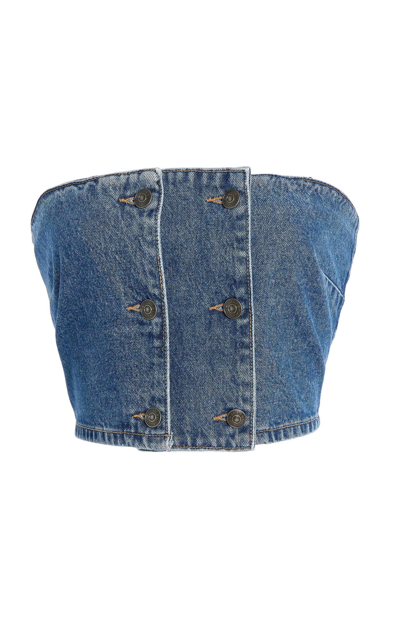 ROTATE Button-Detailed Denim Top - Moda Operandi by ROTATE BIRGER CHRISTENSEN