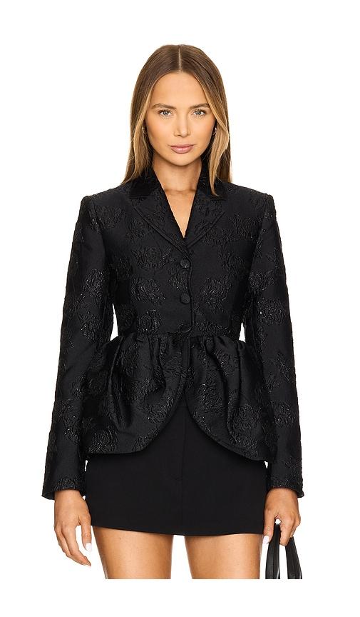 ROTATE Jacquard Draped Blazer in Black by ROTATE BIRGER CHRISTENSEN