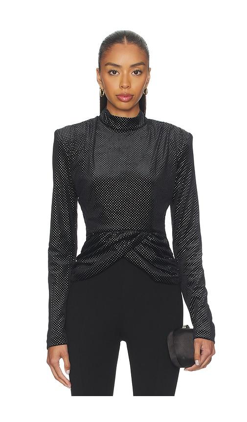 ROTATE Velvet Draped Top in Black by ROTATE BIRGER CHRISTENSEN