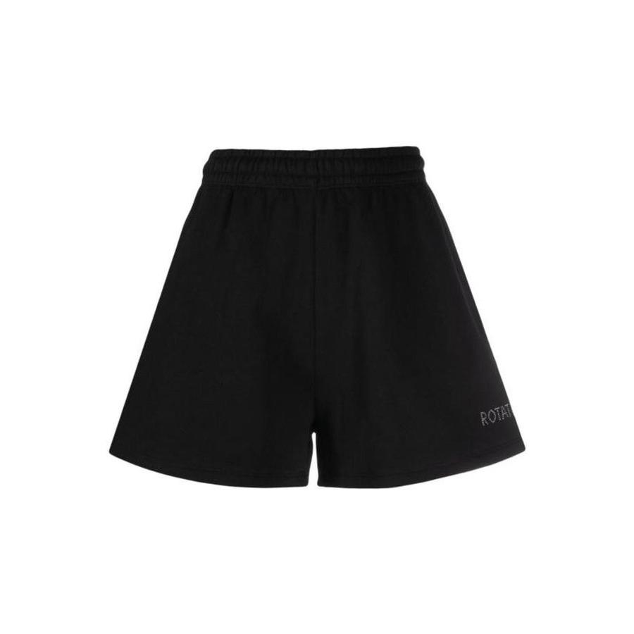 Rotate Ladies Black Logo-Print Elastic-Waist Shorts by ROTATE BIRGER CHRISTENSEN