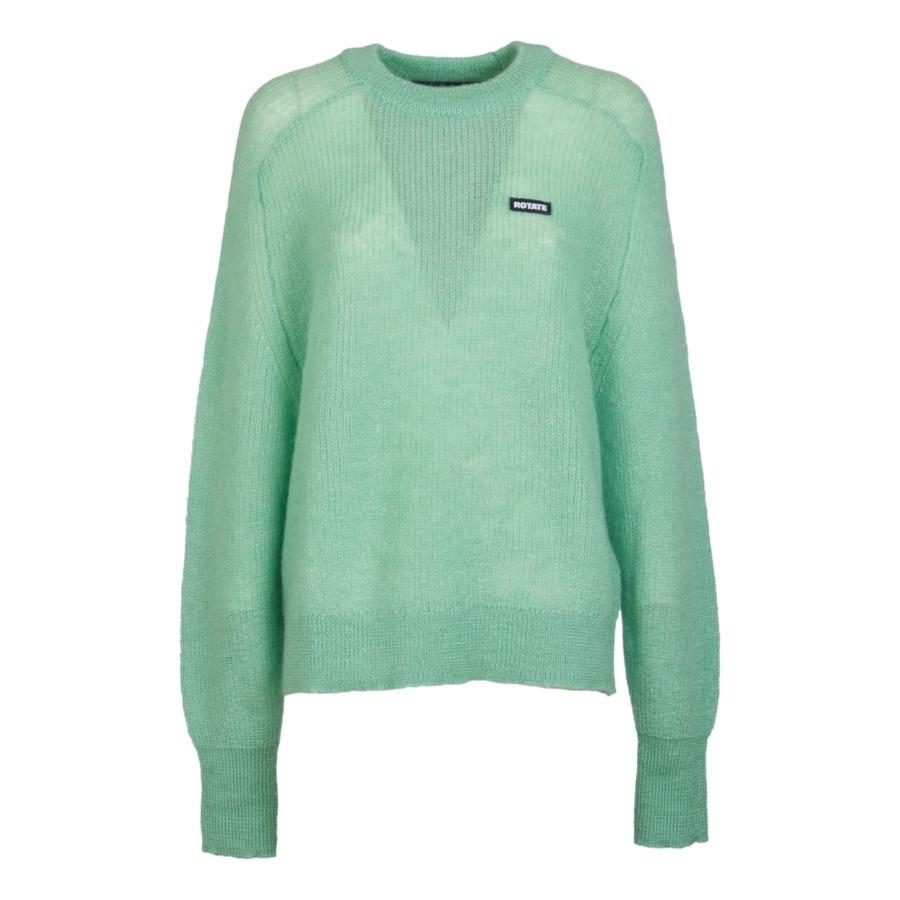 Rotate Ladies Grayed Jade Light Knit Logo Sweater by ROTATE BIRGER CHRISTENSEN