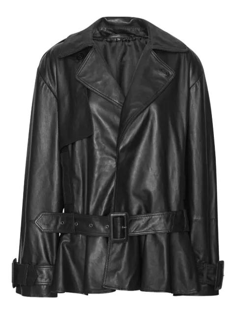 belted ruffle leather jacket by ROTATE BIRGER CHRISTENSEN