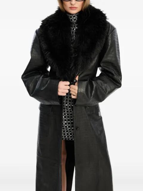 faux fur-collar leather coat by ROTATE BIRGER CHRISTENSEN