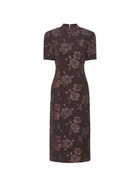 floral jacquard short-sleeve midi dress by ROTATE BIRGER CHRISTENSEN