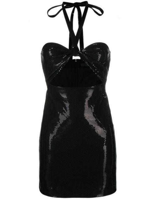 foil jersey halterneck minidress by ROTATE BIRGER CHRISTENSEN