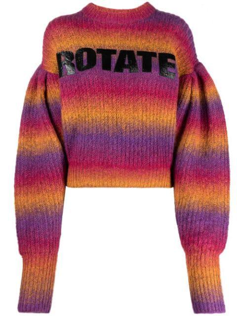 intarsia-logo striped cropped jumper by ROTATE BIRGER CHRISTENSEN