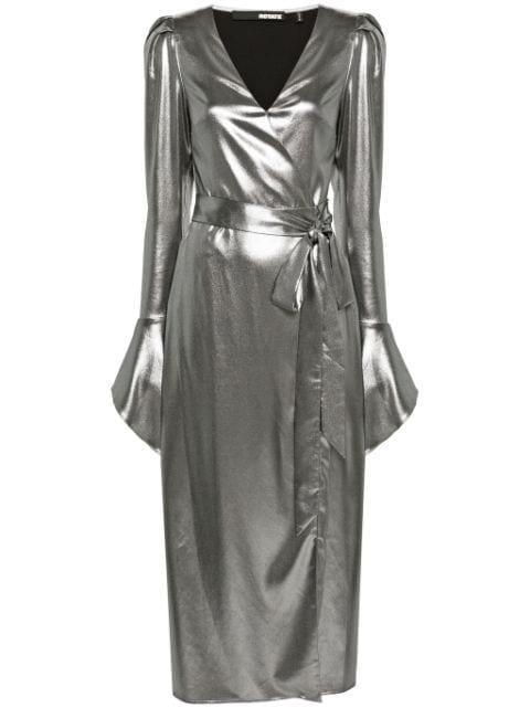 lamé wrap midi dress by ROTATE BIRGER CHRISTENSEN