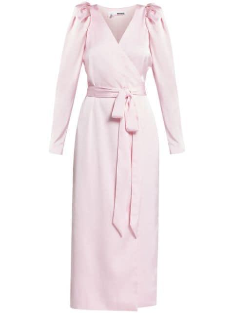 long-sleeved satin wrap dress by ROTATE BIRGER CHRISTENSEN