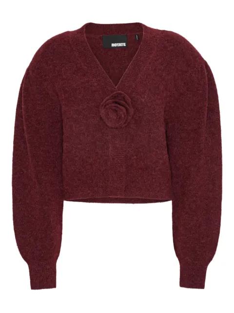 rose-embellished puff-sleeve cardigan by ROTATE BIRGER CHRISTENSEN
