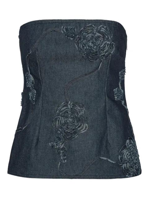 rose-embellished strapless top by ROTATE BIRGER CHRISTENSEN