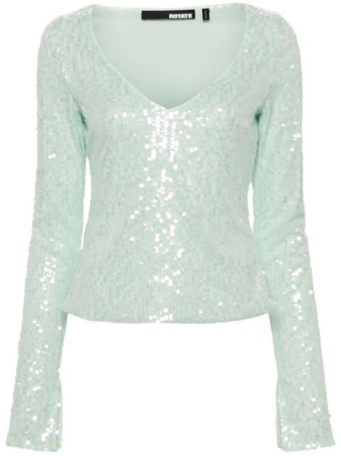 sequinned mesh longleeved T-shirt by ROTATE BIRGER CHRISTENSEN