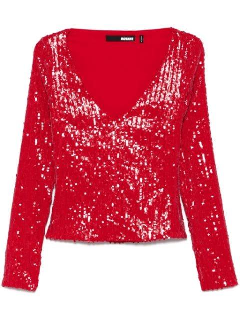 sequins V-neck top by ROTATE BIRGER CHRISTENSEN