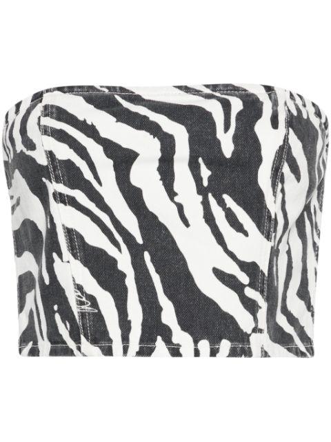 zebra-print denim cropped top by ROTATE BIRGER CHRISTENSEN