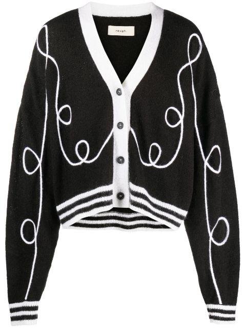 contrasting-trim button-up cardigan by ROUGH.