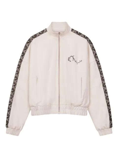 lace-insert embroidered-detail track jacket by ROUGH.