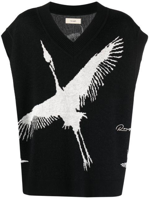 patterned intarsia-knit sleeveless jumper by ROUGH.