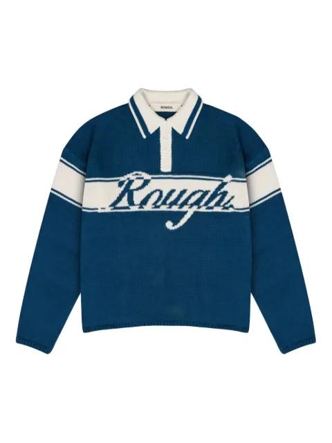 rugby-stripe long-sleeve polo shirt by ROUGH.