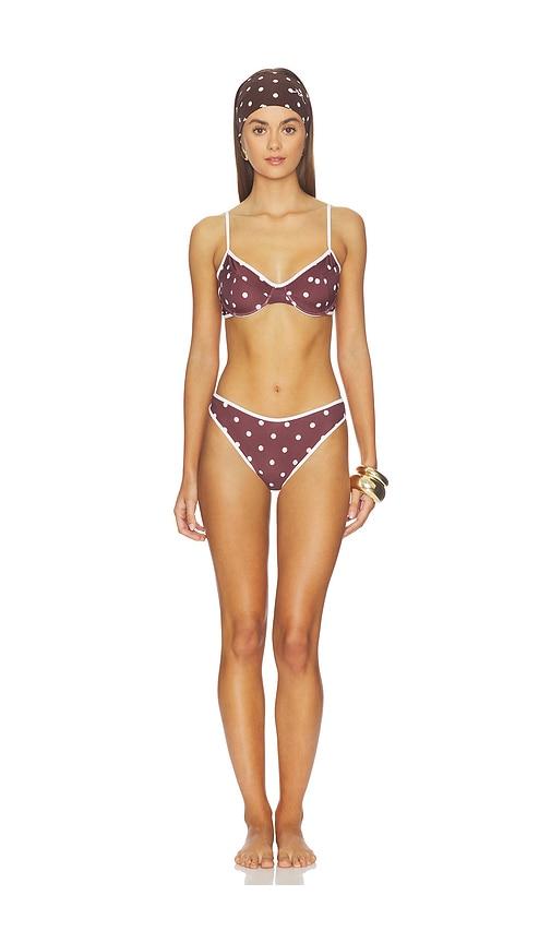 Rowen Rose Bikini Printed Lycra in Brown by ROWEN ROSE