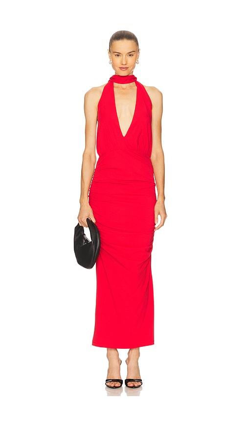 Rowen Rose Plunge Maxi Dress in Red by ROWEN ROSE
