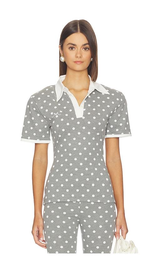 Rowen Rose Polka Dots Signature Polo in Grey by ROWEN ROSE