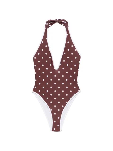 V-neck polka dot swimsuit by ROWEN ROSE