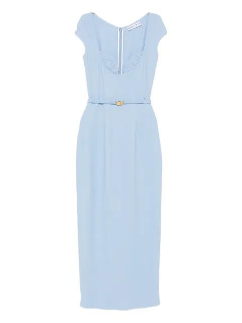 belted cap-sleeve maxi dress by ROWEN ROSE