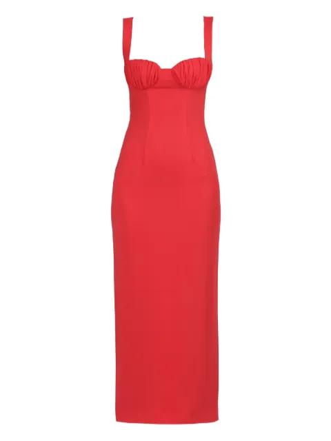 gathered-detail sleeveless midi dress by ROWEN ROSE