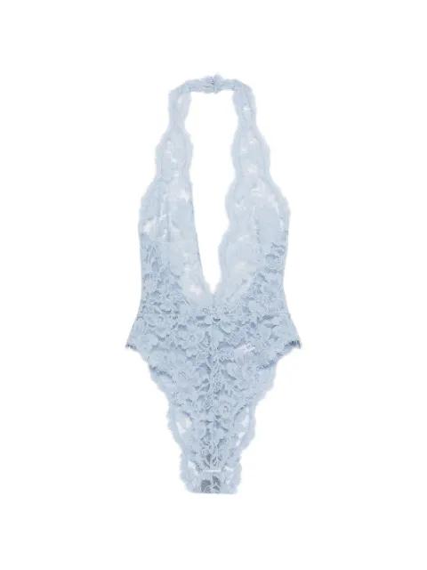 lace halterneck bodysuit by ROWEN ROSE