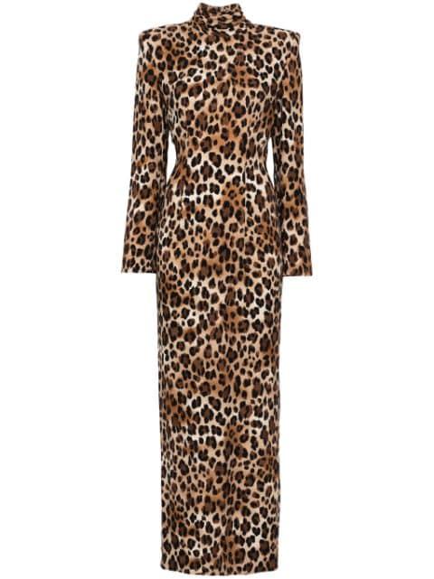leopard-print maxi dress by ROWEN ROSE
